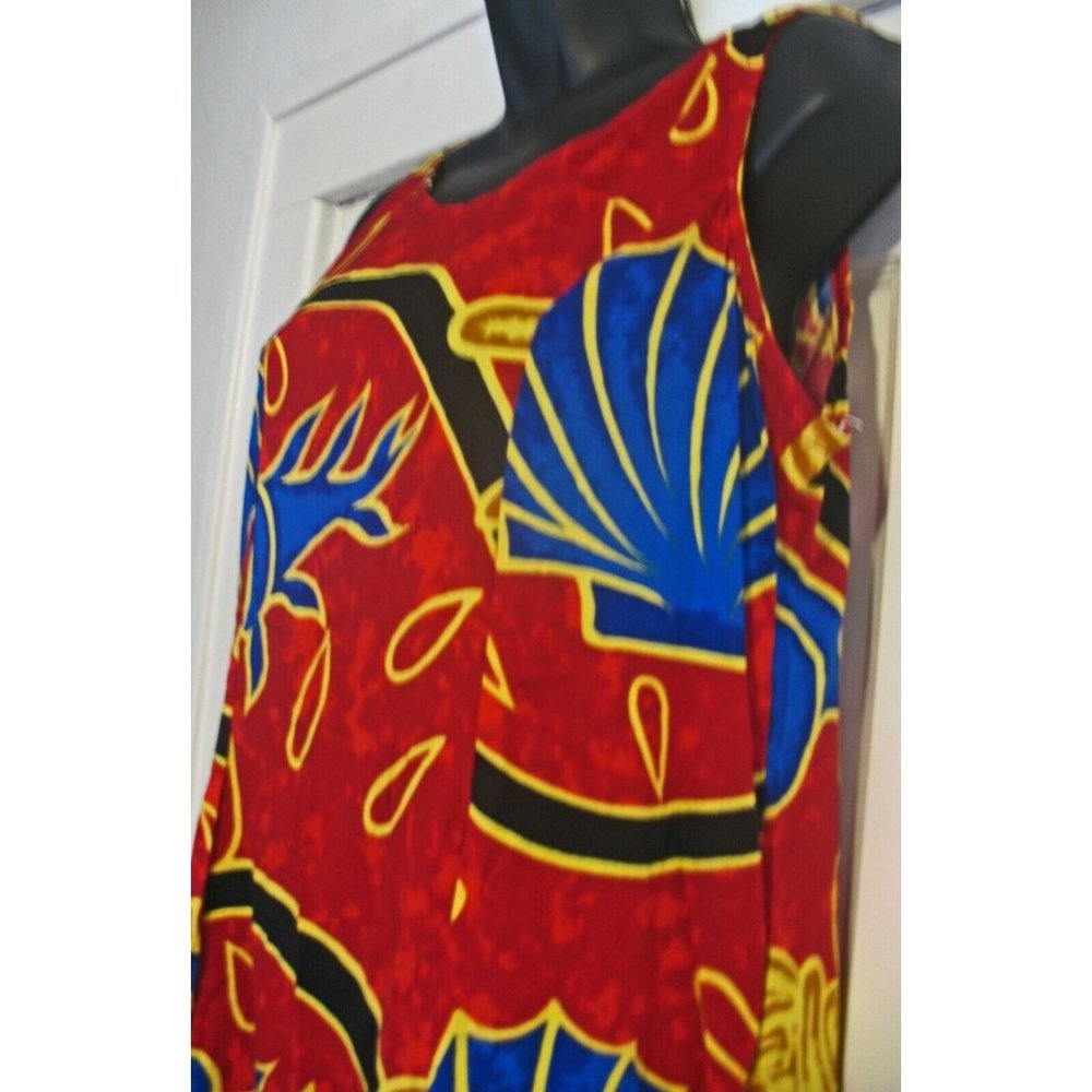 RedOrange print Banana Split sun dress Medium, 100%Rayon
